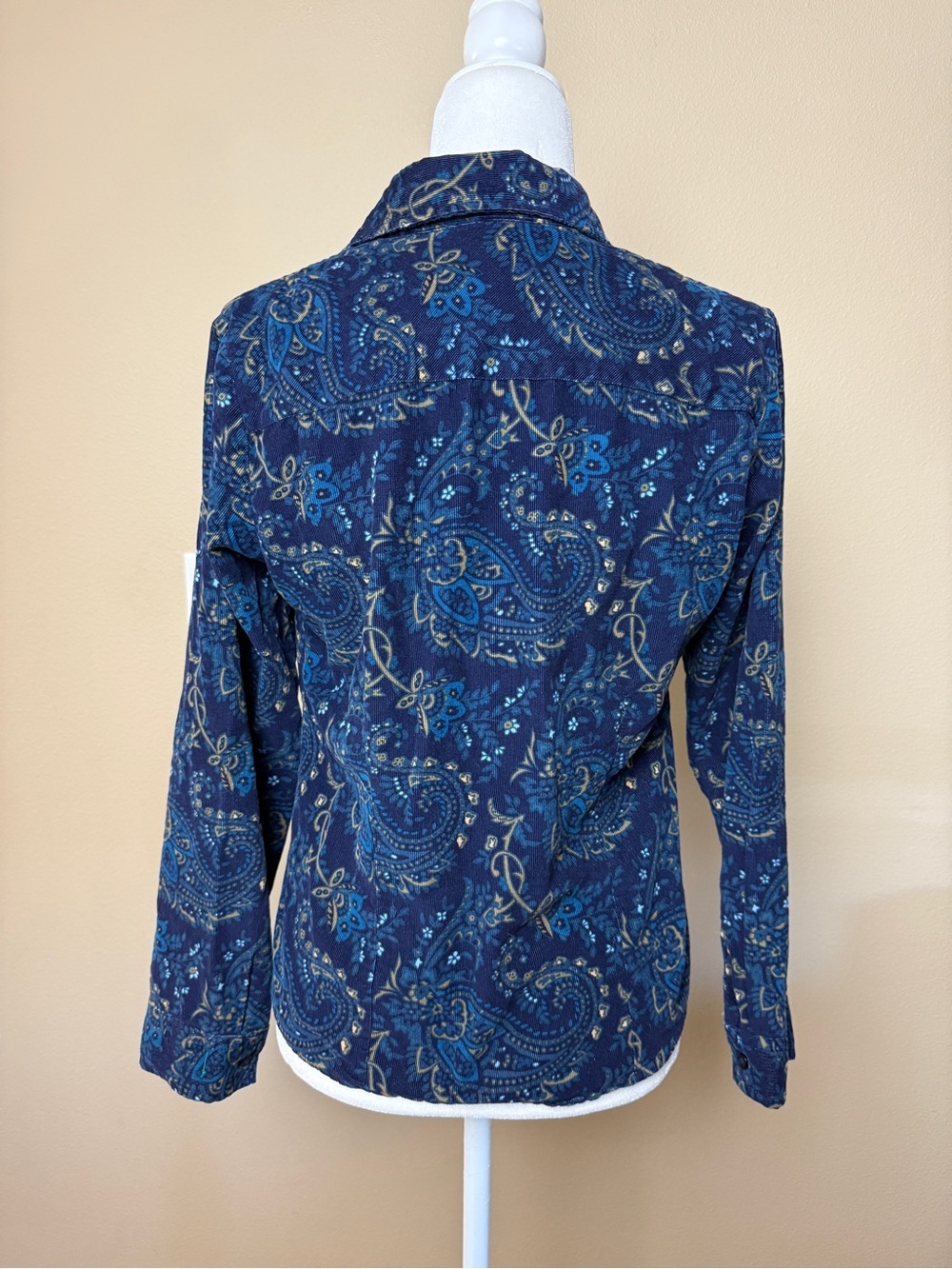 Krazy Kat blue paisley corduroy button up Size small - Picture 5 of 9